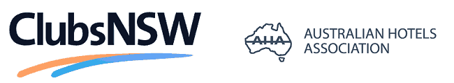 Logos of ClubsNSW and the Australian Hotels Association