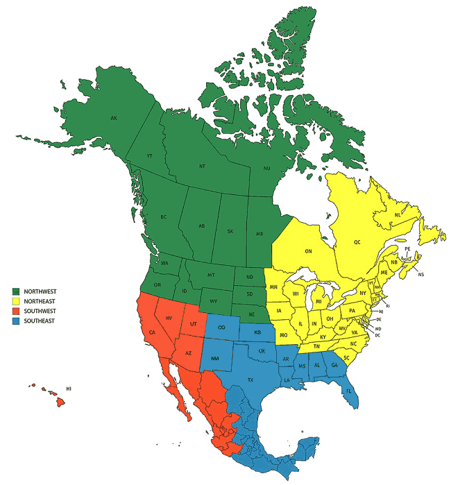 Regions in the North America Open