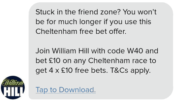 Ad by William Hill on Tinder