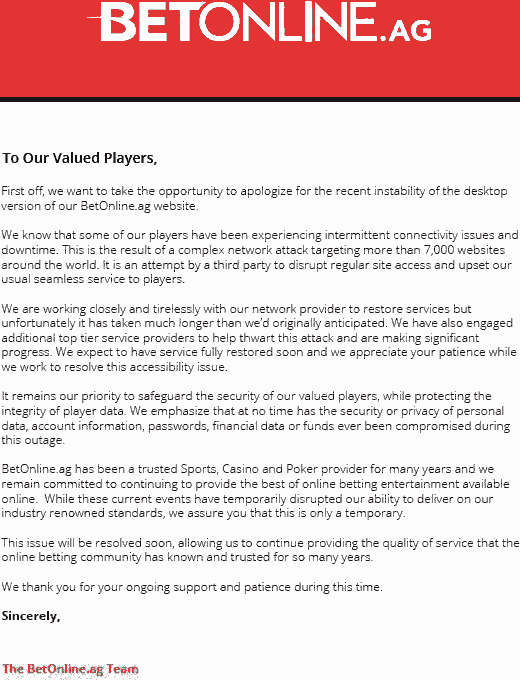 Official statement from the network about network attacks, March 2018.