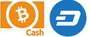Logos of Bitcoin Cash and Dash