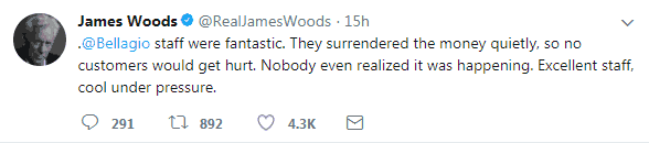 James Woods' Reaction to Bellagio Robbery