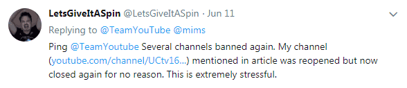 Twitter User Critical of Account Closures
