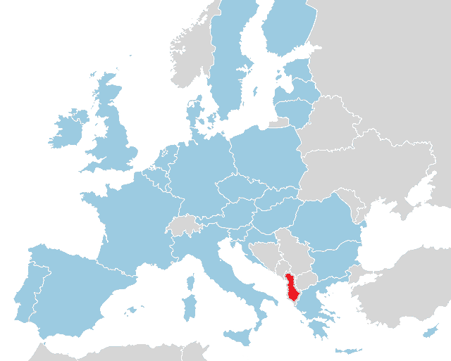Map of the EU and Albania