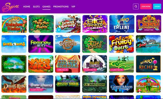 Games Lobby of GalaSpins