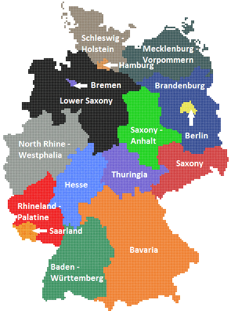German Map Showing All 16 States