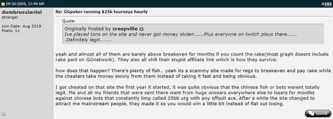Twoplustwo Post About Cheating at GGNetwork