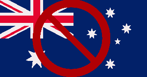 australian flag with a circle and line through it