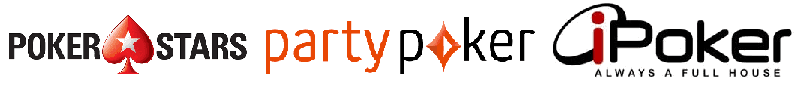 Logos of PokerStars, PartyPoker, iPoker
