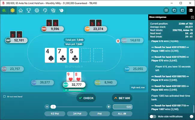 Multiway Pot in Bovada Monthly Milly