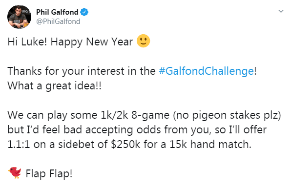 Galfond Accepts Schwartz's Challenge