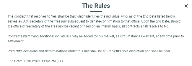Rules for a PredictIt Market