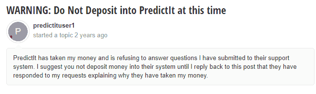 Negative Comment About PredictIt