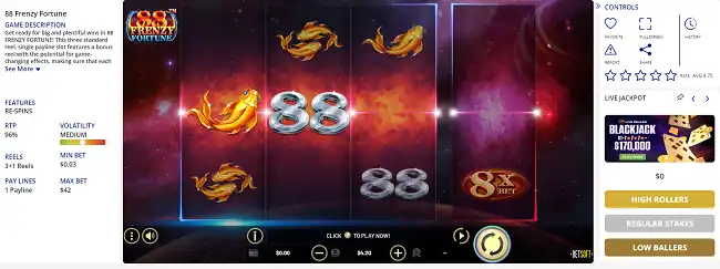 The main game display is in the center of the window with supplemental info to both sides