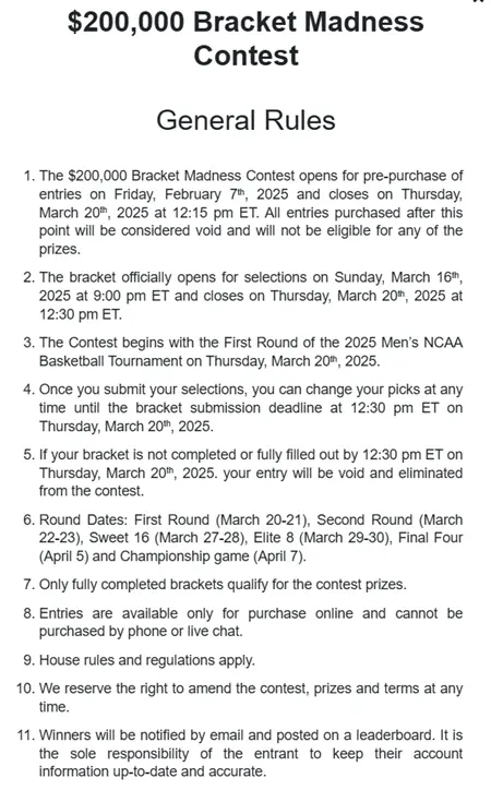 Contest Rules at BetOnline