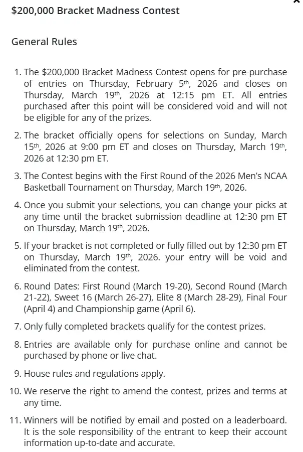 Contest Rules at BetOnline