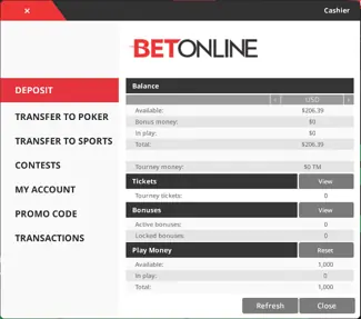 Press the Deposit Button to proceed
