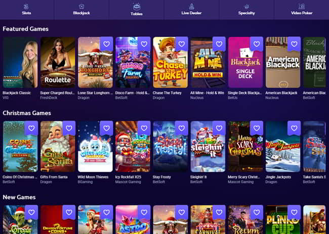 The casino games at BetUS are divided into distinct categories