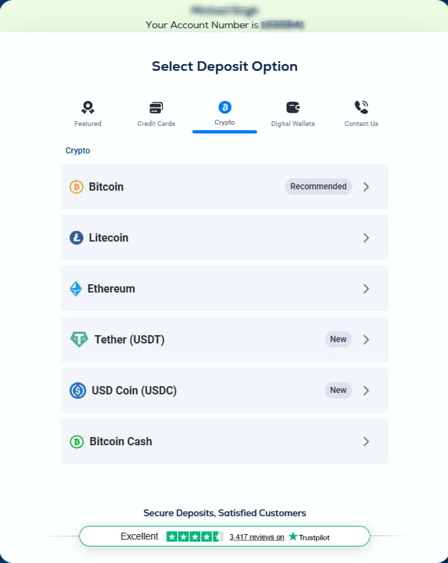 There are a number of cryptos to choose from at BetUS