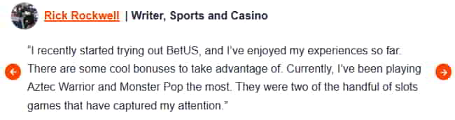 “Rick Rockwell” of TheSportsGeek appreciates a couple of the slots at BetUS