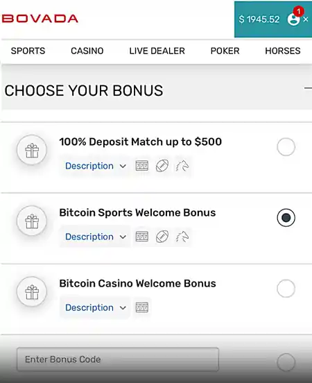 There are many bonuses to choose from at Bovada