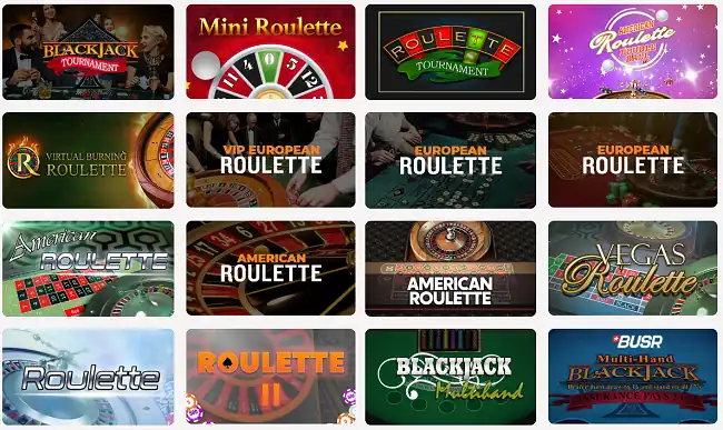 Among the table games at BUSR are many forms of roulette