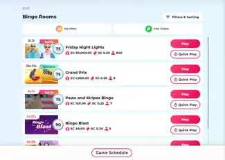Several rooms at Chumba Casino offer 75- and 90-ball bingo