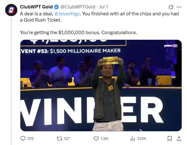 ClubWPT Gold Congratulated Yaginuma