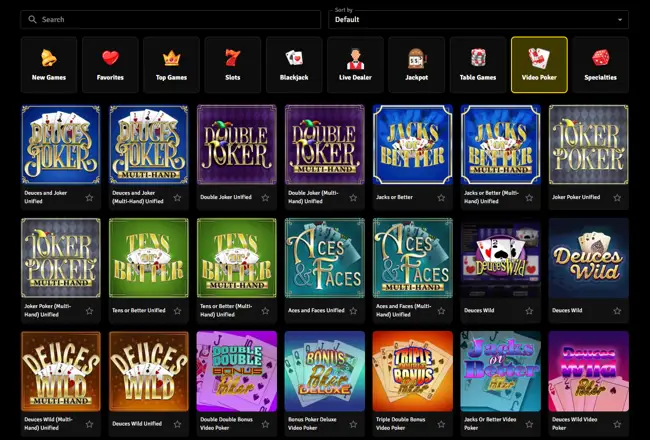 Comic Play Casino Video Poker Games
