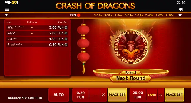 Crash of Dragons in between game rounds