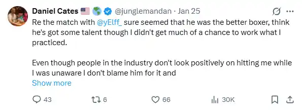 Daniel “Jungleman” Cates has no immediate plans to resume boxing