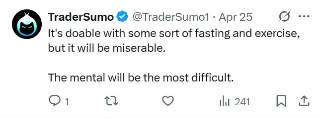 TraderSumo posted on X that the stipulations of the bet are doable for Polk but will be challenging