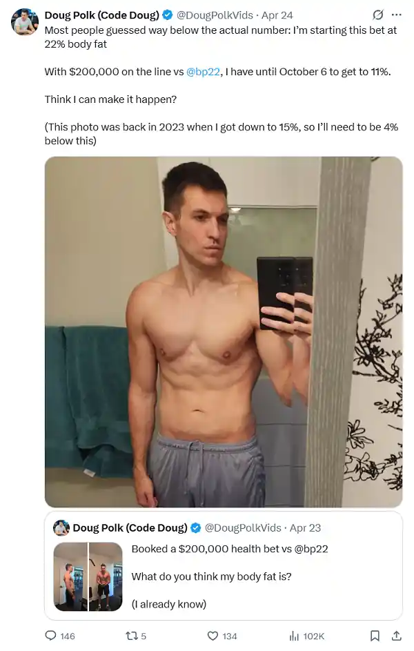 Doug Polk posted details of his prop bet on X