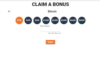 Click one of the buttons or type in the amount you wish to deposit