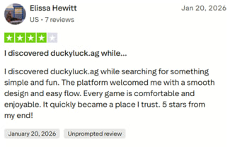 Trustpilot's “Elissa Hewitt” thinks DuckyLuck is enjoyable