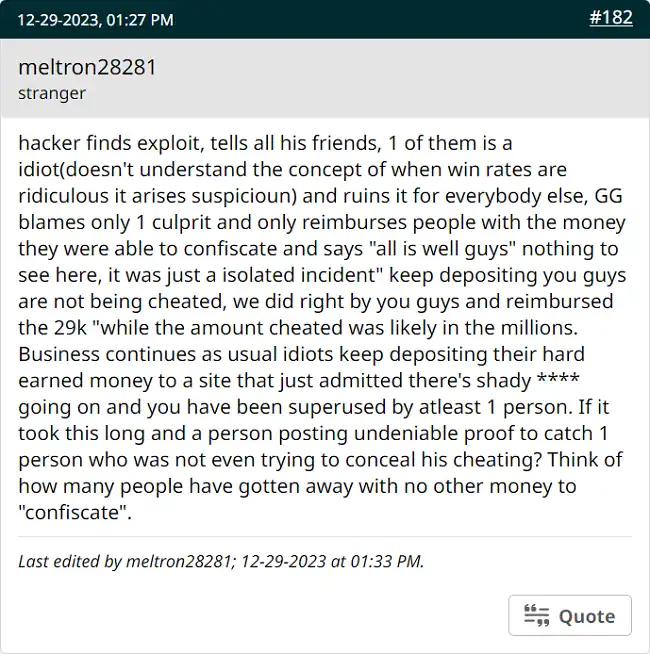 Post on Twoplustwo About GGPoker Cheating