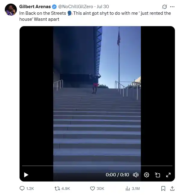 Following his release, Gilbert Arenas celebrated with a tweet