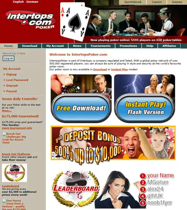 Intertops was once part of the Microgaming Network