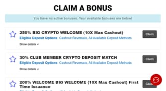 Choose the 250% bonus if you're depositing with Bitcoin