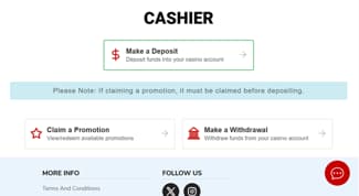Choose to make a deposit from the cashier