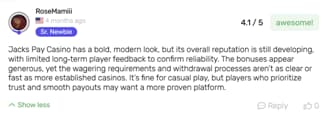 “RoseMamiii” on lcb likes Jackspay but is worried about its short industry history