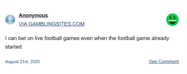 An Anonymous Commentor at Gamblingsites.com Likes the Live Betting available at Lucky Rebel