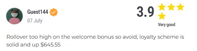 Poster “Guest144” at Offshoresportsbooks thinks the Lucky Rebel bonus rollover is too high