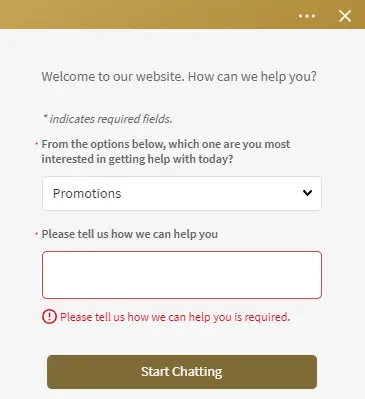 MYB Casino Chat Window