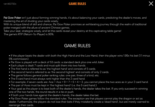 Pai Gow Rules
