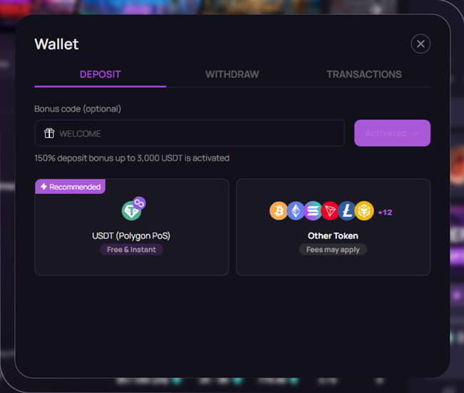 You'll return to the deposit screen after you pick your bonus