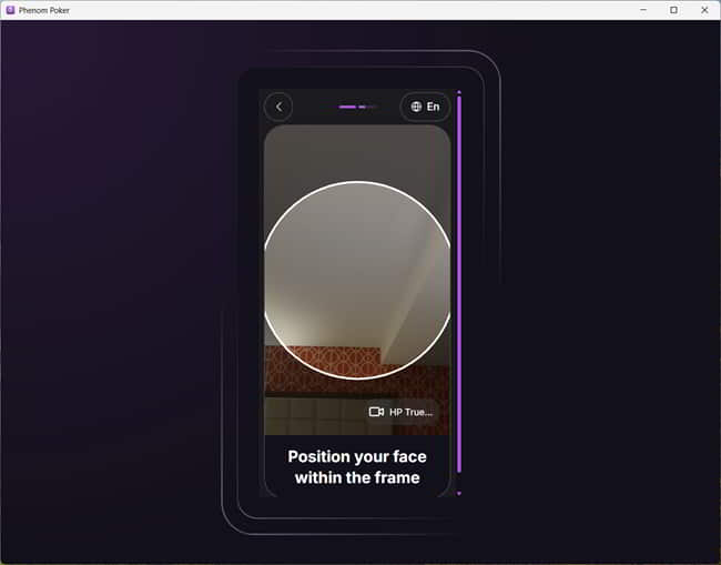 Follow the prompts to take a snapshot of your face