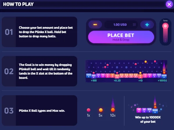 Plinko X game how to play