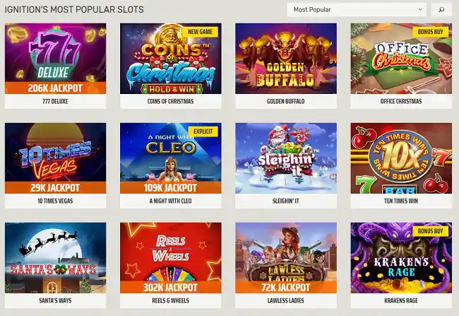 Highlighting the most popular slots with players at Ignition Casino