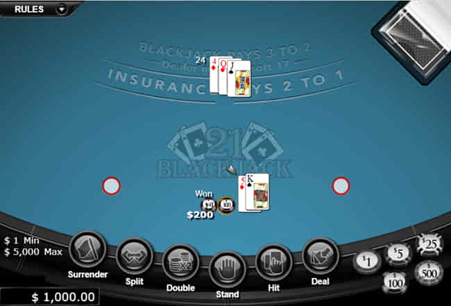 Classic Blackjack is one of the 15+ forms of blackjack at Slots.lv
